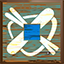 Small Skis and Snowboard Icon With a Blue Square